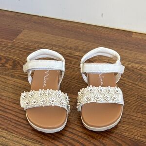 Nina Cream Floral Kids Sandals
